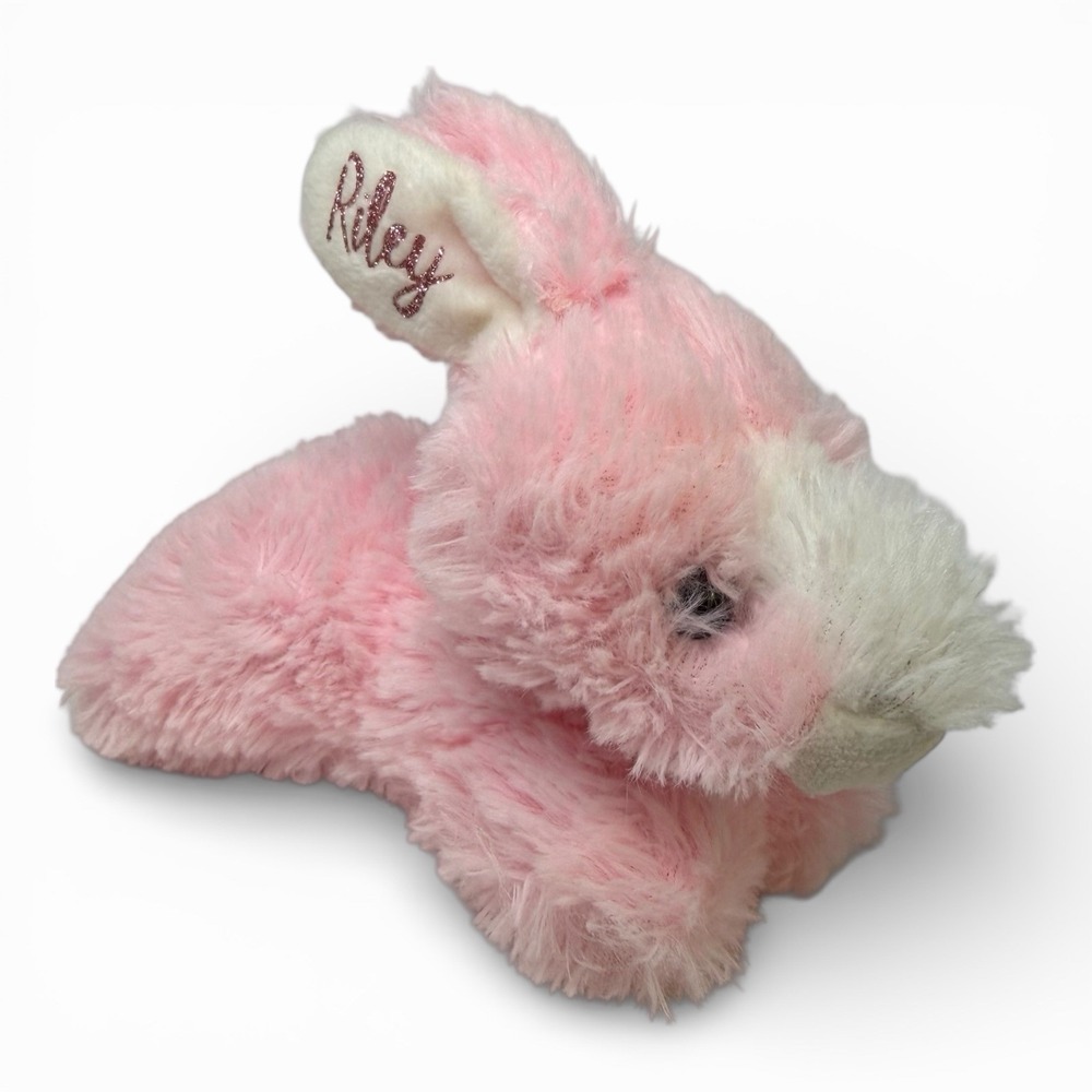 Pink Rabbit Plush Realistic Bunny 5 Inch Stuffed Animal Easter Name "Riley" - Picture 3 of 10